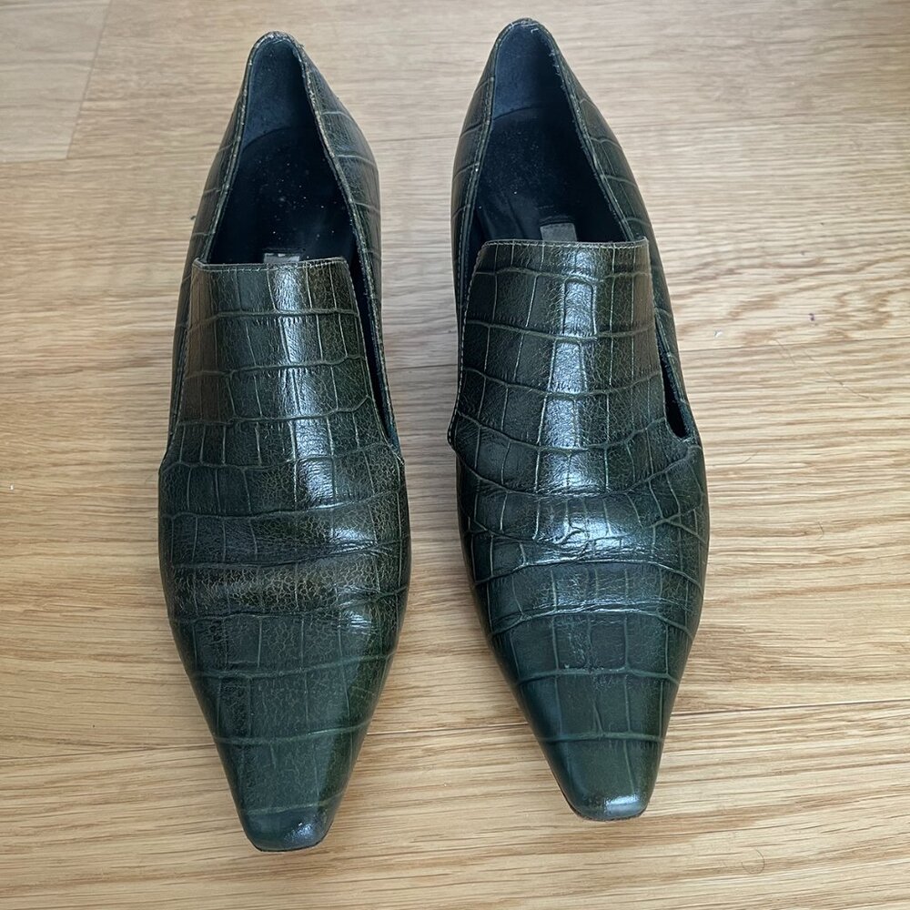 Dark green crocodile leather deadstock Miista loafers